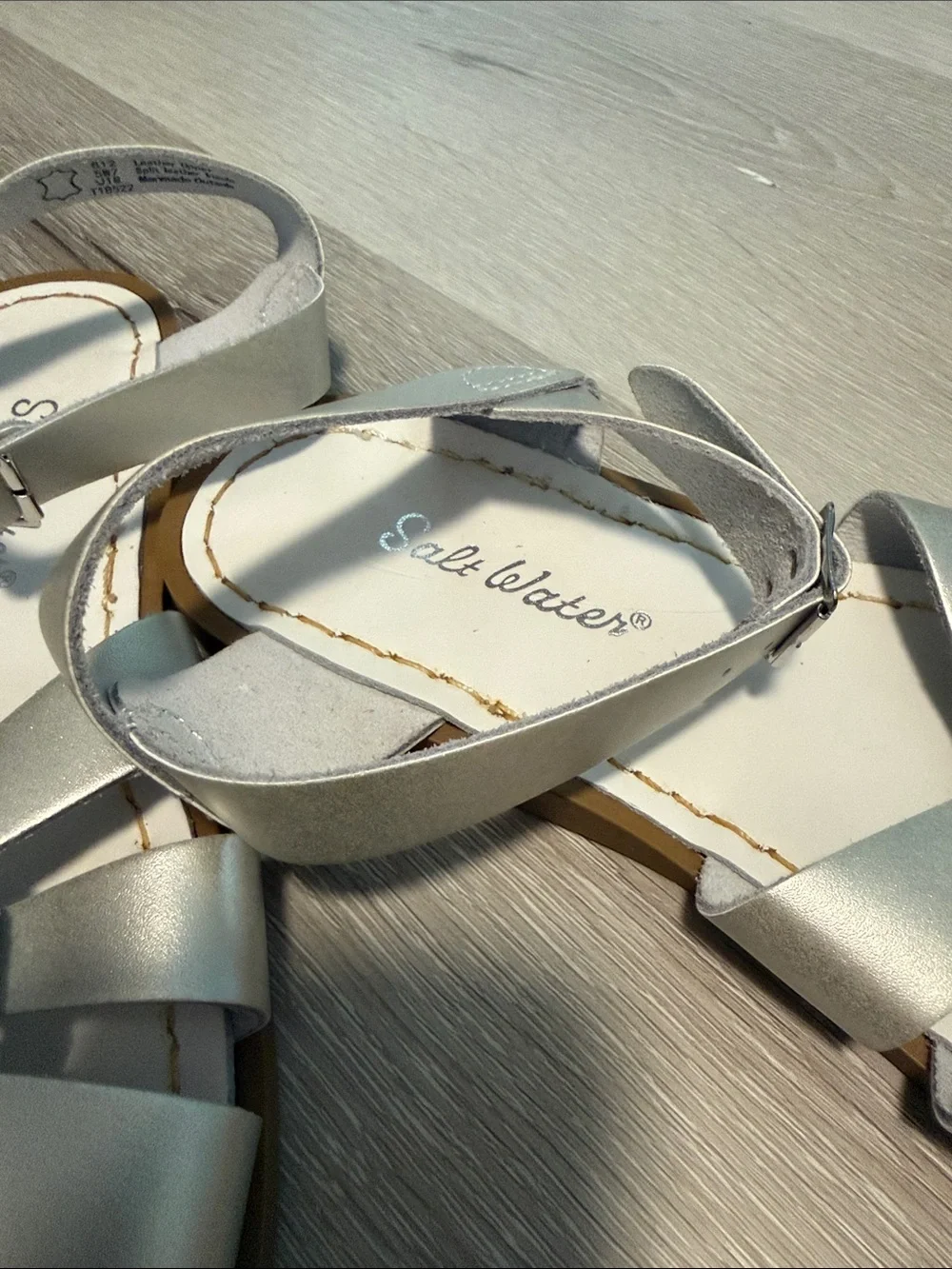 Salt Water Girls' Metallic Silver Cross-Strap Sandals